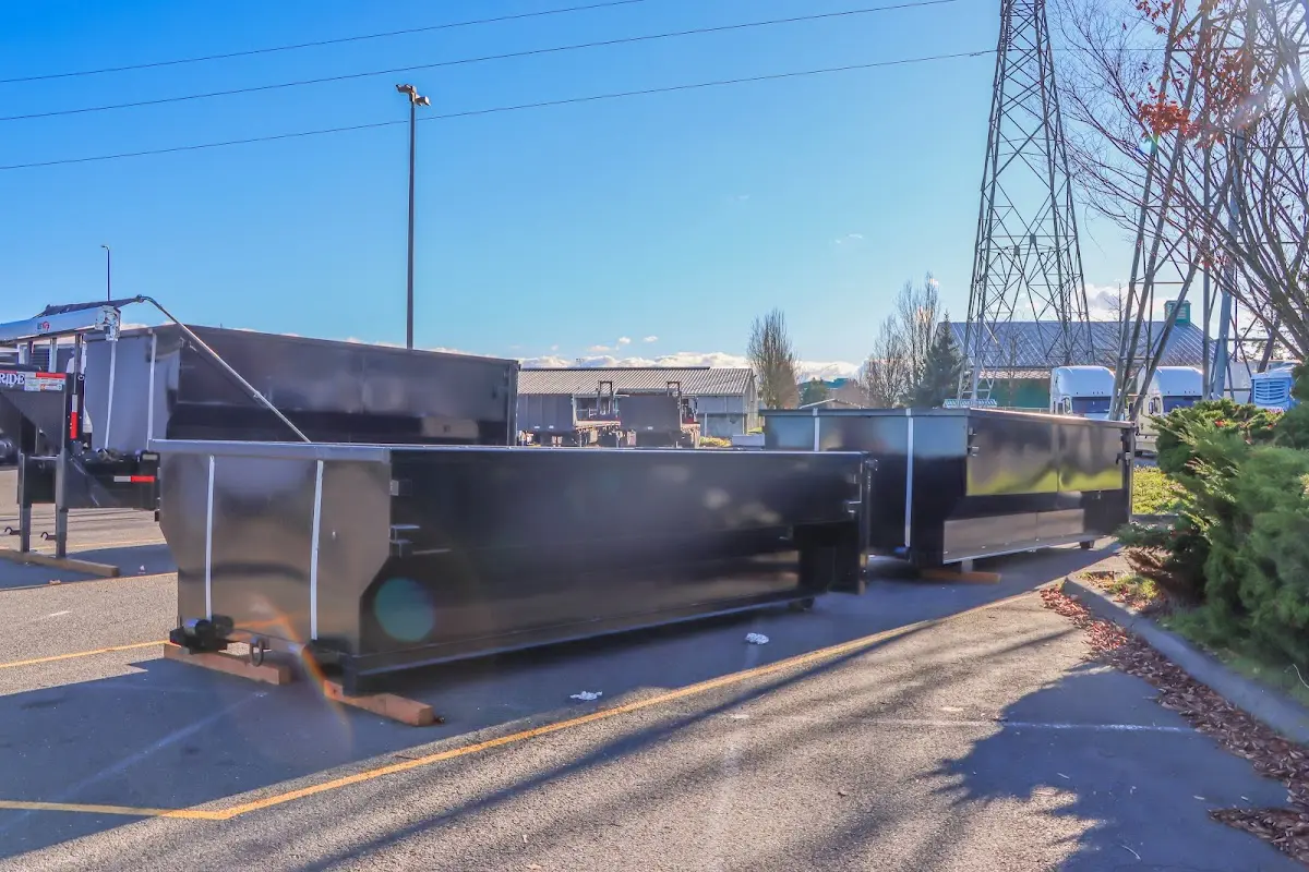 Roll-off dumpster ready for waste disposal at job site for Commercial Dumpster Rental in Jamestown